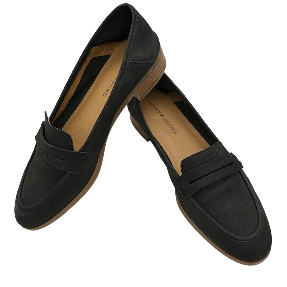 Lucky Brand Shoes Caylon Loafers Black Nubuck Slip On Size 9